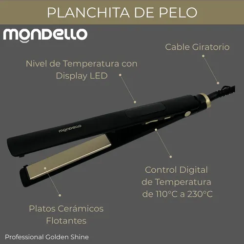 Planchita Pelo Profesional Cerámica Elegance Led Italy Liss Negro