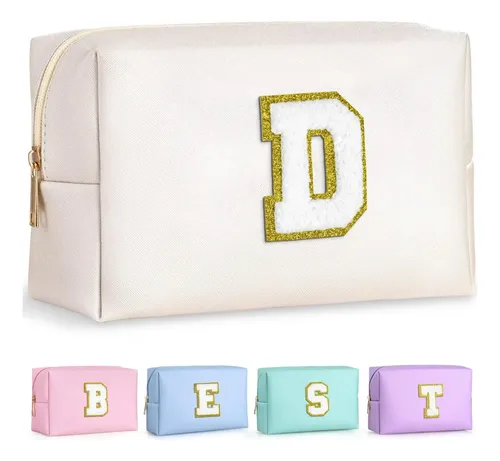 Bolsa De Maquillaje Topeast Preppy Chenille Con Letras, Colo
