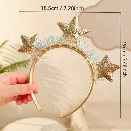 Diademas Con Purpurina Y Forma De Estrella Dorada Con Forma