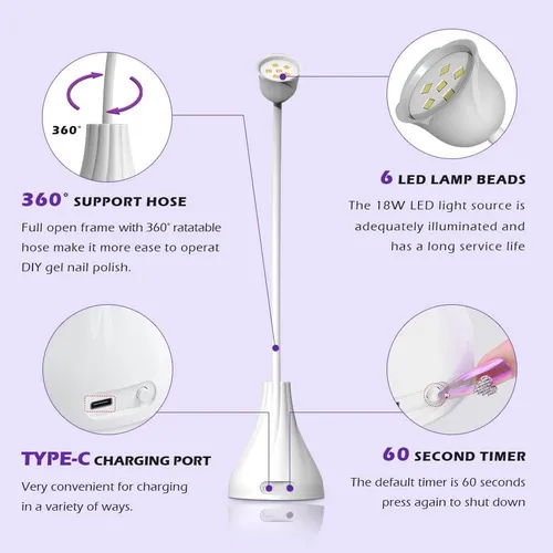 Lámpara De Uñas Led Uv Xsmner 18w Inalámbrica 360°