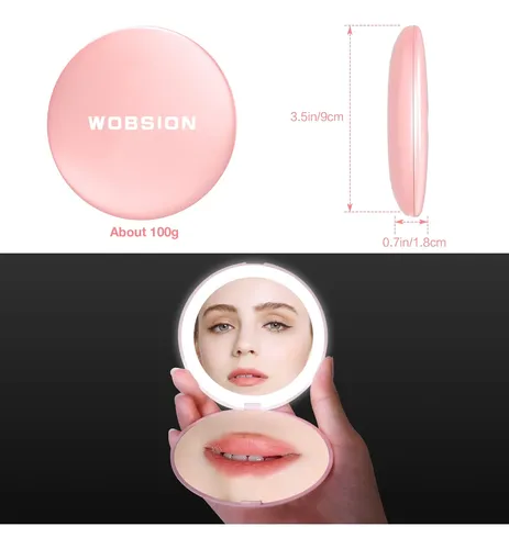 Espejo Compacto Wobsion Espejo Compacto Con Luz 1x/10x Mag