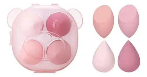 Kit X4uni Esponja Maquillaje Tipo Blender Envase Taper Osito