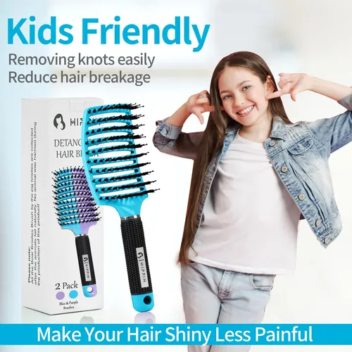 Set De 2 Cepillos Para El Cabello Hippih Con Cerdas De Jabal