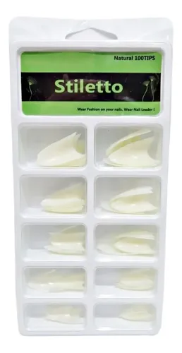 Tips Stiletto Naturales X 100 Uñas Gel Sonrisa French U31
