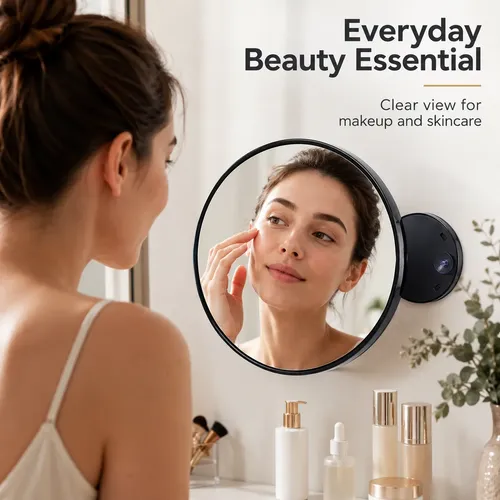 Espejo De Maquillaje Con Ventosa De 15 Aumentos Hd Travel Bl