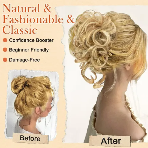 Moño De Pelo Wig Aosyax Messy, 2 Unidades, Rizado Sintético