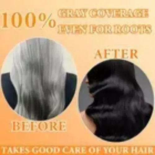 Shampoo Tinte Negro Herbal Para Cubrir Canas Y Reparar Cabe