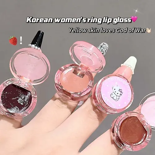 Cappuvini Labial Con Forma De Anillo Lip Glaze Mirror Kawaii