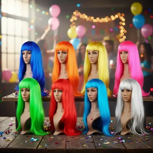 3 Pelucas Onduladas O Lacias Larga Cotillon Colores Surtidos