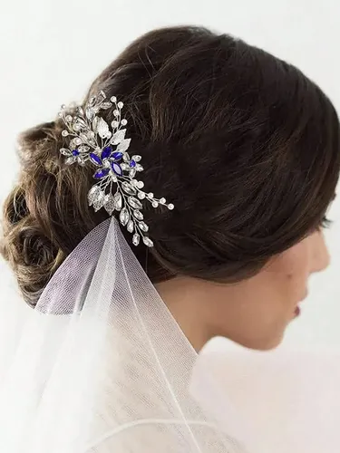 Peineta De Boda Con Cristales Azules Accesorios Para Cabello