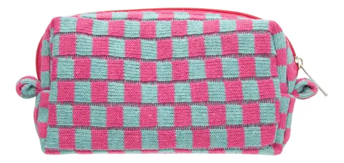 Pazimiik Bolsa De Maquillaje A Cuadros Para Bolso Portátil C