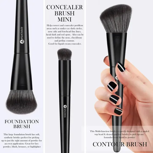 Set De Brochas De Maquillaje Kingmas Kabuki, 3 Unidades, Ang