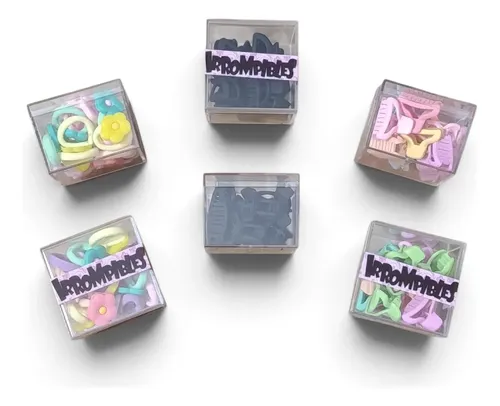 Combo 3 Cajitas Cubo Broches Mini Y Gomitas Pelo