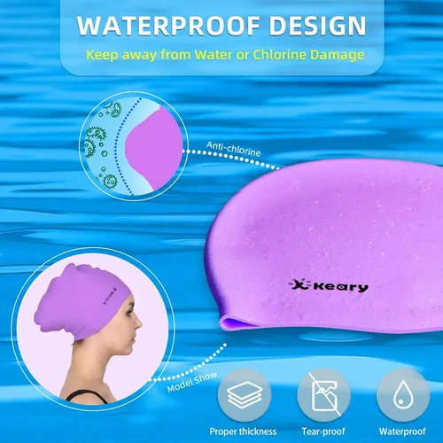 Paquete De 2 Gorros De Natación De Silicona Para Cabello Lar
