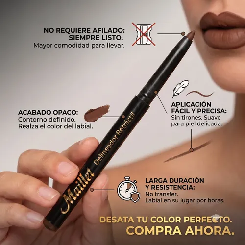 Delineador Retractil Para Labios Marrón Acabado Mate