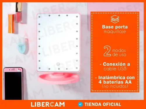 Espejo Maquillaje Tactil Luz 16 Led 3 Modos Touch Usb