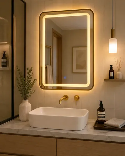 Espejo Rectangular 50x70cm Táctil Luz Led Baño Dormitorio
