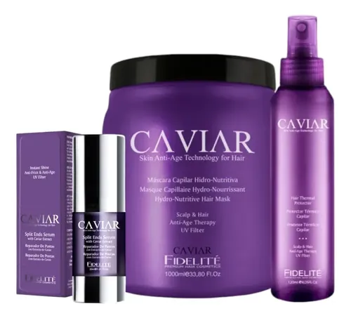 Kit Caviar Nutritivo Serum + Protector Termico + Mascara 1kg