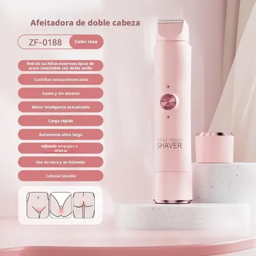 Zqdepiladora Íntima Mujer Rasuradora 2 En 1 Portátilz Pink
