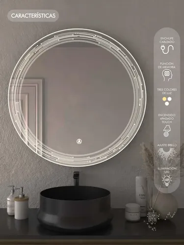 Espejo Led 60 Cm Con Sensor Touch Y Regulación De Brillo