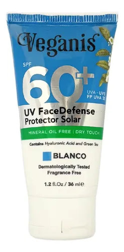 Protector Solar Facial Spf 60 Blanco Toque Seco 36ml Veganis
