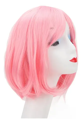 2026 Peluca Rosa Corta Bob, Hermosa Peluca Recta Bob Con