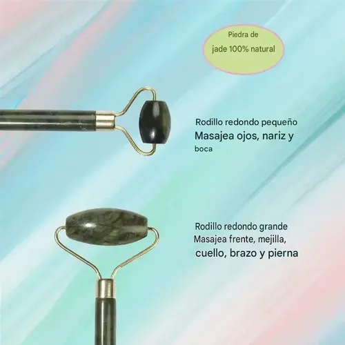 Masajeador Set X2 Doble Rodillo Jade Facial Corporal Drenaje Veoquiero