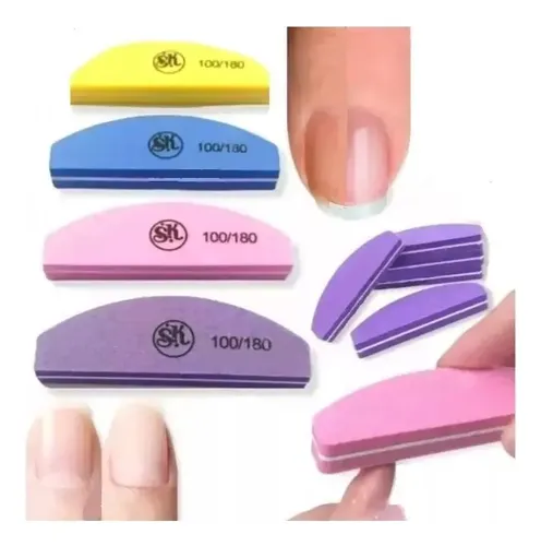 Lima Esponja Luna Mini 3 Unidades 100/180 Manicuria Uñas Esculpidas
