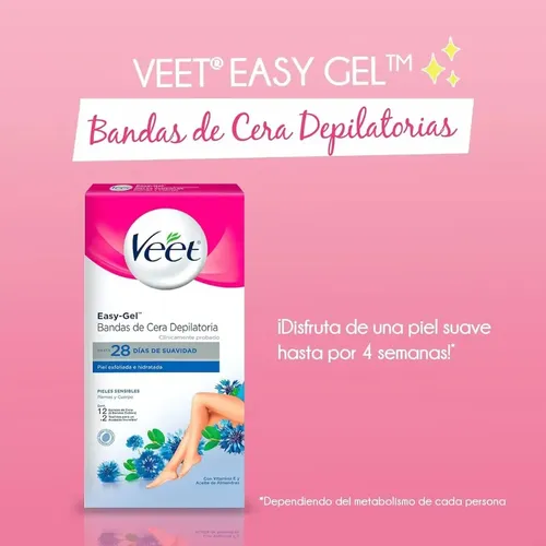 Bandas De Cera Depilatorias Veet Easy-gel Piel Sensible
