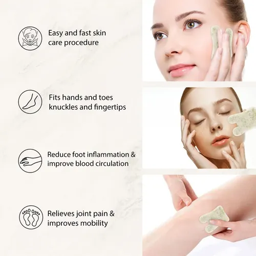 Set 3 Gua Sha Facial Cuarzo Piedra Masajeador Corporal