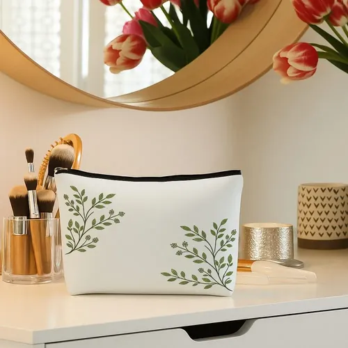 Bolsa De Maquillaje Nórdica Con Forma De Rama De Hoja, 1 Uni