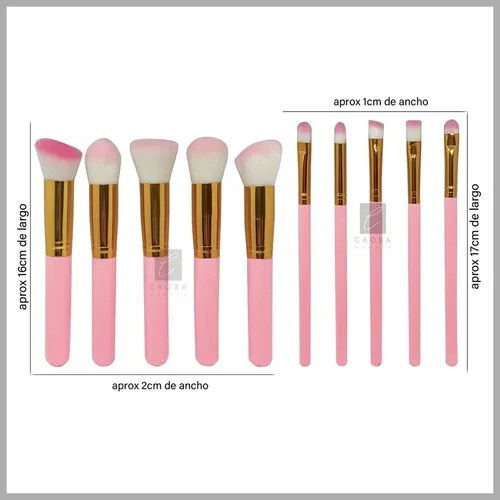 Set De Brochas Kabuki 10 Piezas Para Maquillaje Colores