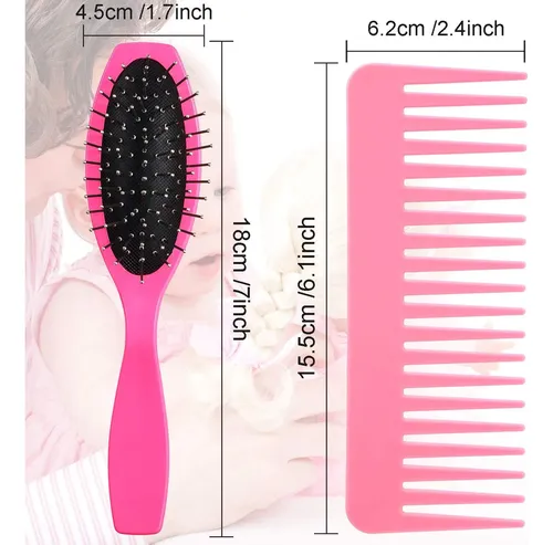 Set De Cepillo Para El Cabello Youngjoy Mini Rosa De 18 Cm C