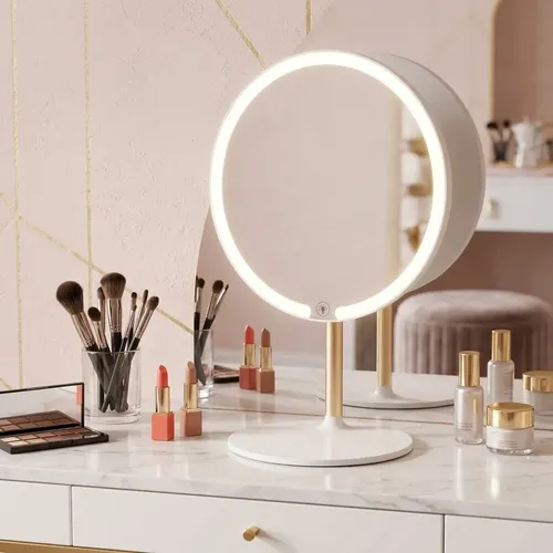 Espejo Con Luz Led Touch De Escritorio 3 Tonos Recargable