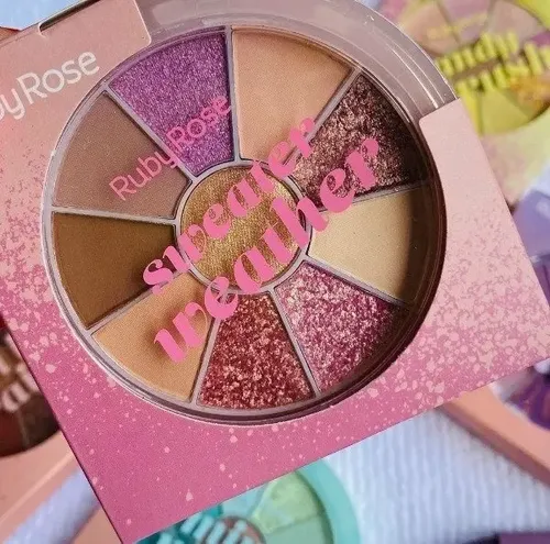 Pocket Kit Paleta 9 Sombras + Iluminador Ruby Rose Hb1075