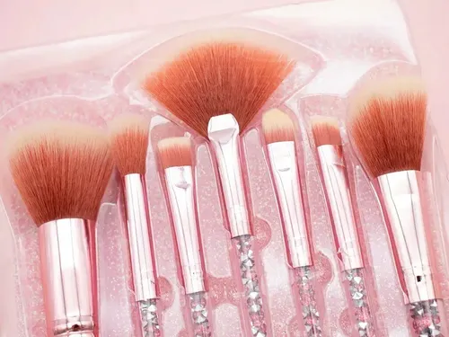 Set Basico 7 Brochas Pinceles Con Estuche Maquillaje