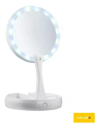 Espejo De Maquillaje Plegable Con Luz Led Con Zoom De Doble