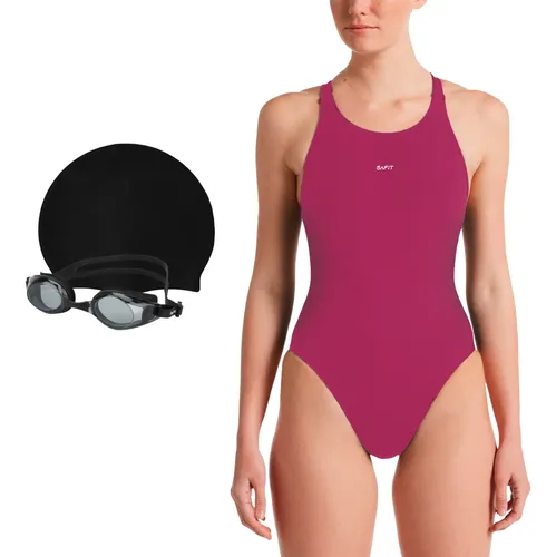 Combo Malla Natacion Mujer + Gorro + Antiparras Safit
