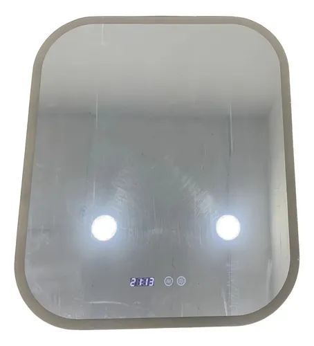 Espejo Rectangular Led Luz Fría Táctil Botón Frontal 60x70cm Anti Empañe Linea Moderna Touch