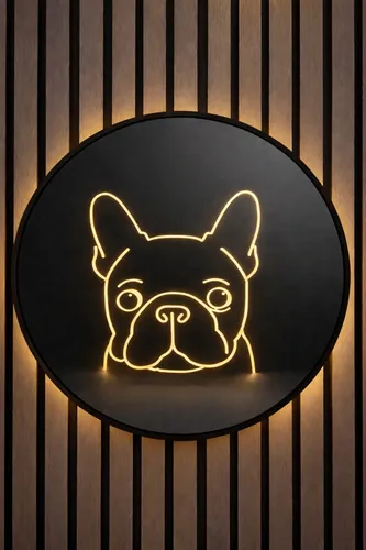 Espejo Led Bulldog Francés 50cm Luz Cálida Marco Negro