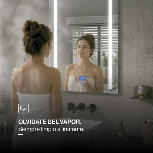 Espejo Bluetooth Luz Led Desempañador Baño Rectangular 80×60