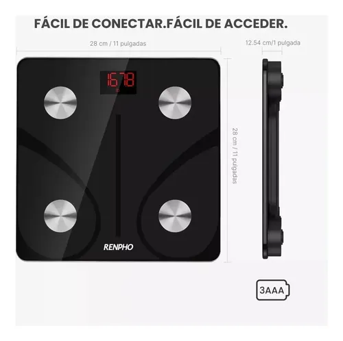 Báscula Renpho Digital Bluetooth 180kg Composición Corporal IMC Vidrio App iOS Android