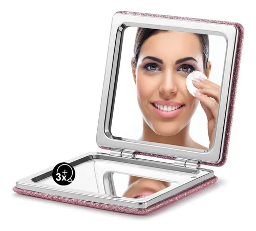 Espejo Compacto Omiro Glitter Pu 1x/3x Rosa