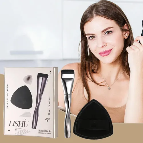 Brocha Para Base De Maquillaje De Cabeza Plana Y Esponja Mez