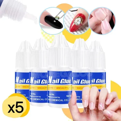 Pegamento Liquido Para Uñas Press On Pack X5