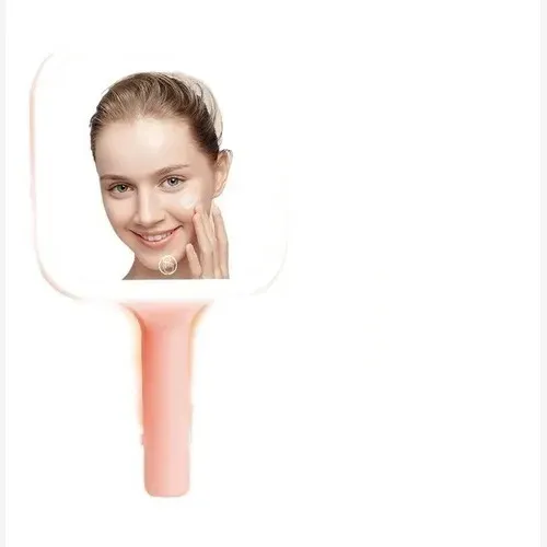 Espejo Para Maquillaje Led Portatil De Mano Cuadrado Abs
