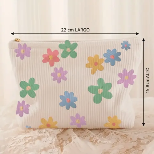 Q Cosmetiquera Bolso Maquillaje Lapicera Flores Grandes 22