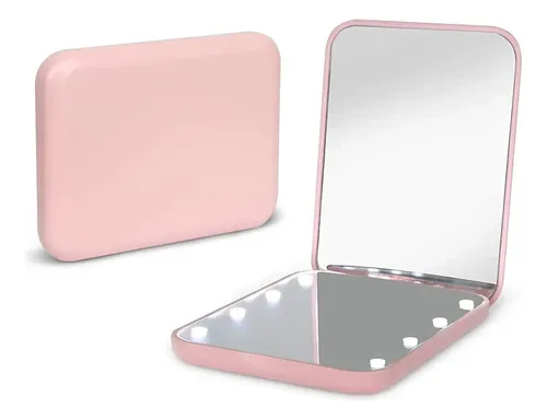 Espejo De Bolsillo Compacto Led De Maquillaje Con Aumento