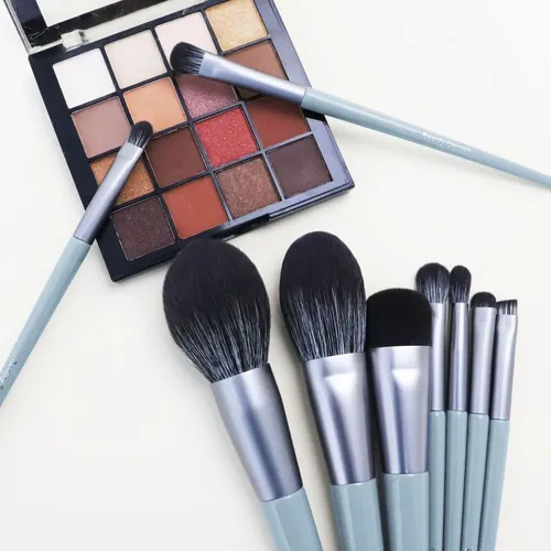 Pincel De Maquillaje Set Zorro Blanco 9 Pinceles Completos