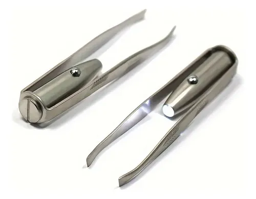 Cc Pinza Para Cejas Con Luz Led De Precisión Plateada T4